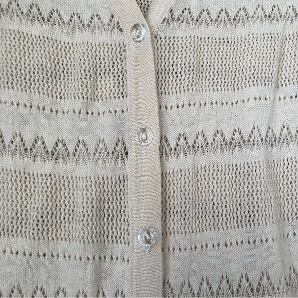 Lauren Conrad Long Cardigan Crochet Knit Cream Long Sleeve Buttons Women's Small - Picture 3 of 7